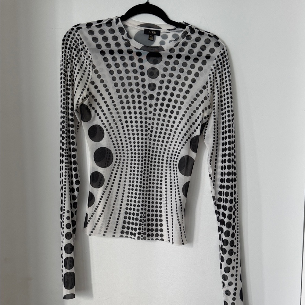 AFRM Black and White Polka Dot Blouse